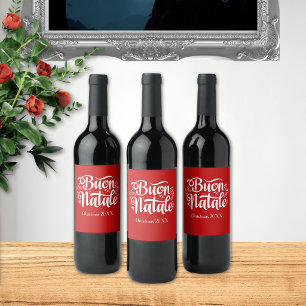 Aangepaste Buon Natale Italiaans Prettig Kerstfees Wijn Etiket