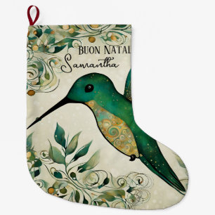 Aangepaste Buon Natale Italiaanse Groene Kolibrie Grote Kerstsok