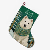 Aangepaste Buon Natale Italiaanse Witte Wolf Grote Kerstsok (Voorkant (Hangend))