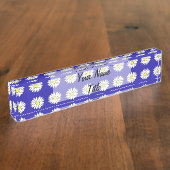 Aangepaste bureaunaam Bord Blue Daisies Daisy Naambordje (Zijkant)