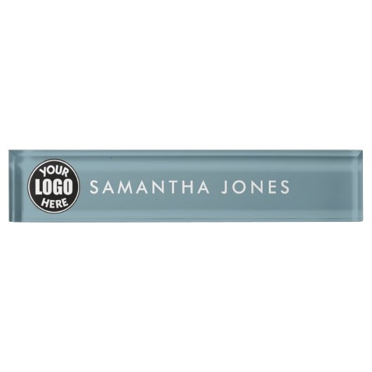 Aangepaste bureaunaam bord met logo naambordje (Voorkant)