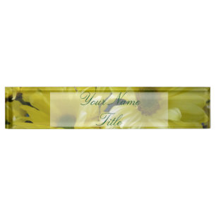 Aangepaste bureaunaam Bord Yellow Flowers Kantoor Naambordje