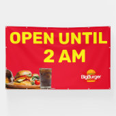 Aangepaste Burger Restaurant Logo Open Tot 02:00 Spandoek (Horizontaal)