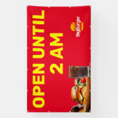 Aangepaste Burger Restaurant Logo Open Tot 02:00 Spandoek (Verticaal)