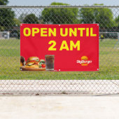 Aangepaste Burger Restaurant Logo Open Tot 02:00  Spandoek (Insitu)