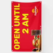 Aangepaste Burger Restaurant Logo Open Tot 02:00  Spandoek (Verticaal)