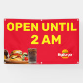 Aangepaste Burger Restaurant Logo Open Tot 02:00  Spandoek (Horizontaal)