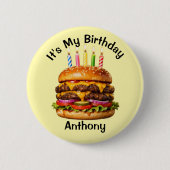 Aangepaste Burger Verjaardags Knop Ronde Button 5,7 Cm (Voorkant)