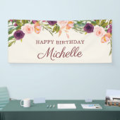Aangepaste Burgundy Blush Roze Bloemige Gelukkige Spandoek (Beurs)