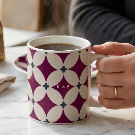 Aangepaste Burgundy Crème Moderne Geometrische Roo Koffiemok