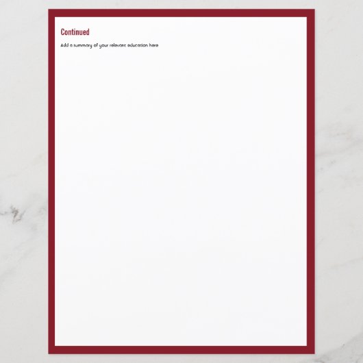 Aangepaste Burgundy RESUME CV-fotosjabloon (Achterkant)