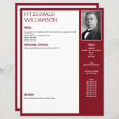 Aangepaste Burgundy RESUME CV-fotosjabloon (Voorkant / Achterkant)