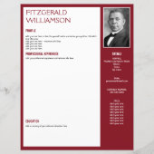 Aangepaste Burgundy RESUME CV-fotosjabloon (Voorkant)
