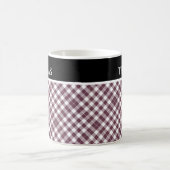 Aangepaste Burgundy White Gingham-naam Koffiemok (Center)