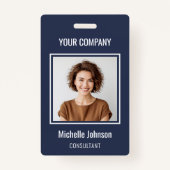 Aangepaste Business Basic Simple Employee Name Pho Badge (Voorkant)