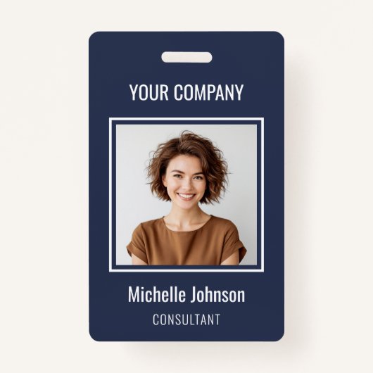 Aangepaste Business Basic Simple Employee Name Pho Badge (Voorkant)