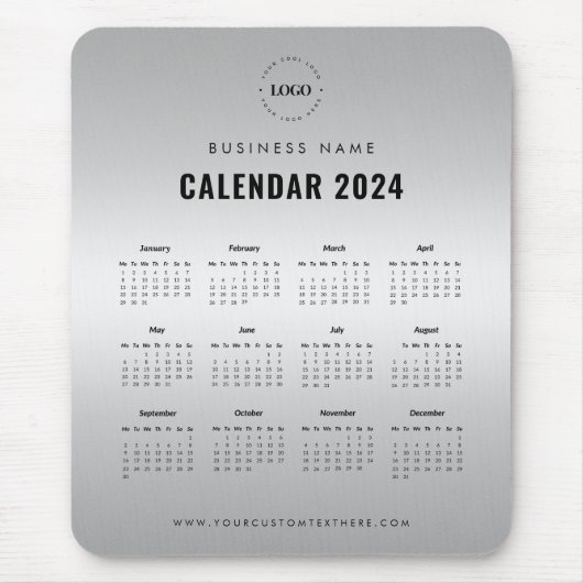 Aangepaste Business Company Logo 2024 kalender toe Muismat (Voorkant)
