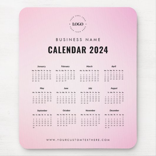 Aangepaste Business Company Logo 2024 kalender toe Muismat (Voorkant)
