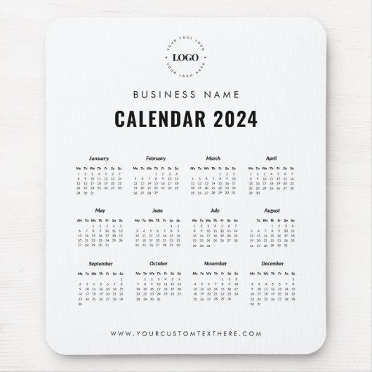 Aangepaste Business Company Logo 2024 kalender toe Muismat (Voorkant)