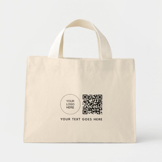 Aangepaste Business Company Logo QR-code Streepjes Mini Tote Bag (Voorkant)