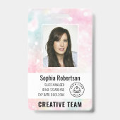 Aangepaste Business Employee Photo Bar Code Glitte Badge (Voorzijde)