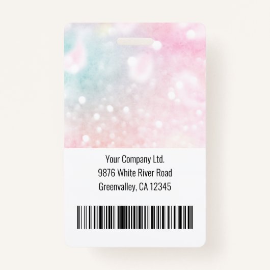 Aangepaste Business Employee Photo Bar Code Glitte Badge (Achterkant)