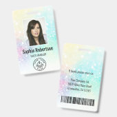 Aangepaste Business Employee Photo Bar Code Glitte Badge (Voor- en achterkant)