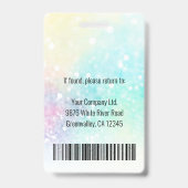 Aangepaste Business Employee Photo Bar Code Glitte Badge (Achterkant)