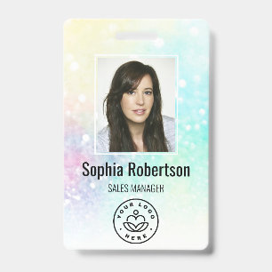 Aangepaste Business Employee Photo Bar Code Glitte Badge
