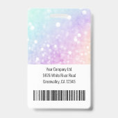 Aangepaste Business Employee Photo Bar Code Glitte Badge (Back)