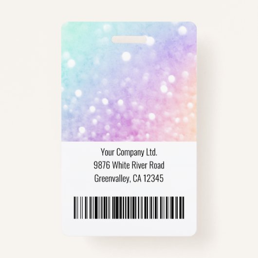 Aangepaste Business Employee Photo Bar Code Glitte Badge (Achterkant)