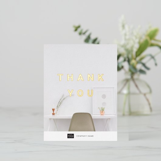 Aangepaste Business Gold Foil Hartelijk dank Brief Folie Uitnodiging Briefkaart (Staand Voorkant)