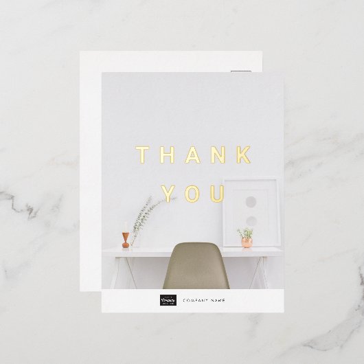 Aangepaste Business Gold Foil Hartelijk dank Brief Folie Uitnodiging Briefkaart (Voorkant / Achterkant)