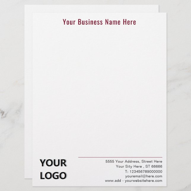 Aangepaste Business Letterhead met Logo- en QR-cod Briefhoofd (Voorkant / Achterkant)