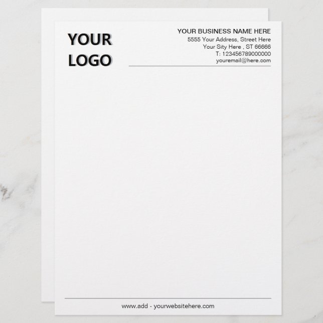 Aangepaste Business Letterhead met Logo- en QR-cod Briefhoofd (Voorkant / Achterkant)