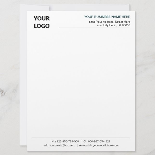 Aangepaste Business Letterhead met Logo- en QR-cod Briefhoofd (Voorkant)
