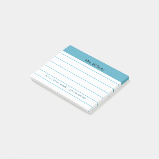 Aangepaste business lines Blue Stripe Teacher Post-it® Notes (Schuin)