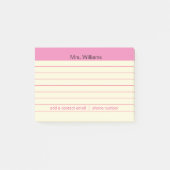 Aangepaste business lines Roze Stripe leraar Post-it® Notes (Voorkant)