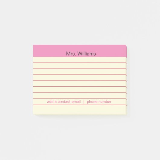 Aangepaste business lines Roze Stripe leraar Post-it® Notes (Voorkant)