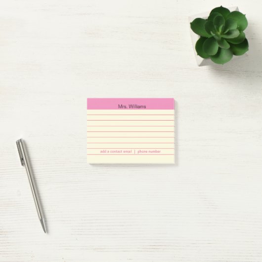 Aangepaste business lines Roze Stripe leraar Post-it® Notes (Kantoor)
