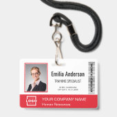 Aangepaste Business Logo Bar Code Medewerker Foto  Badge (Front with Lanyard)