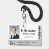 Aangepaste Business Logo Bar Code Medewerker Foto Badge (Front with Lanyard)