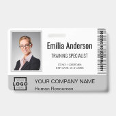 Aangepaste Business Logo Bar Code Medewerker Foto Badge (Front)