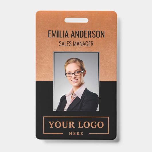 Aangepaste Business Logo Basic Employee Photo Copp Badge (Voorzijde)