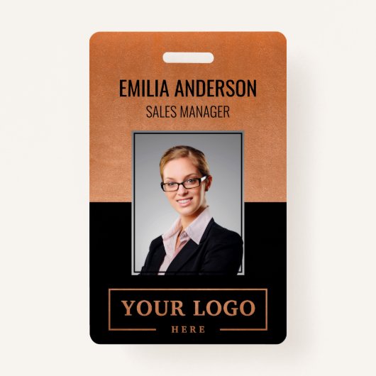 Aangepaste Business Logo Basic Employee Photo Copp Badge (Voorkant)