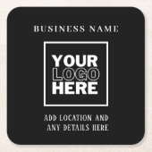 Aangepaste Business Logo Black en White Branded St Kartonnen Onderzetters (Voorkant)