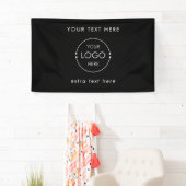 Aangepaste Business Logo Black Hanging Banner Sign (Insitu)