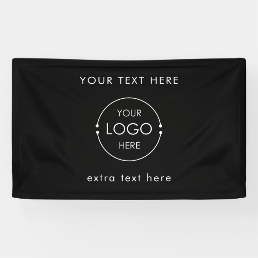 Aangepaste Business Logo Black Hanging Banner Sign (Horizontaal)