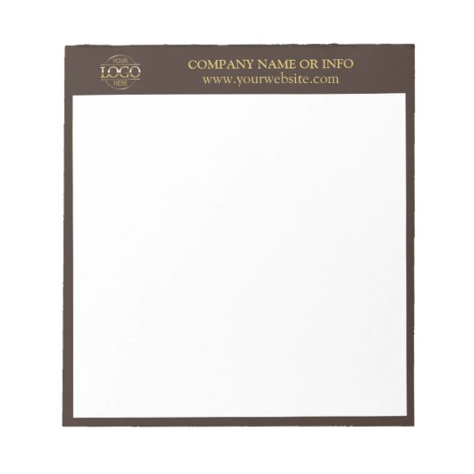Aangepaste Business Logo Bruin Branded Promotionel Notitieblok (Voorkant)