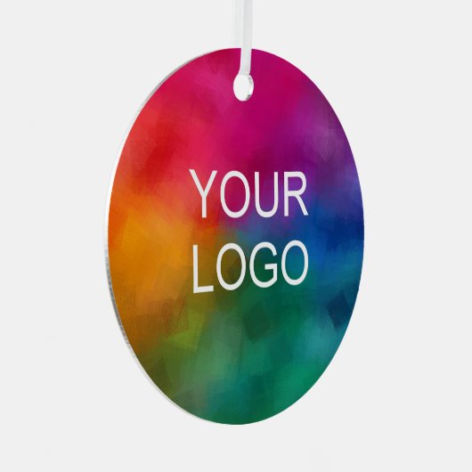 Aangepaste Business Logo Code Eenvoudige Sjabloon Metalen Ornament (Voorkant Rechts)